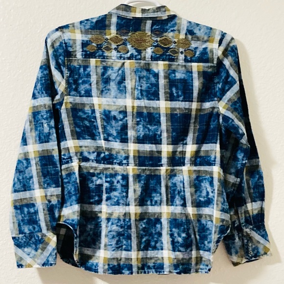 Wrangler Tops - Wrangler Plaid Tie Dye Southwestern Embroidery Top Women’s Snap Western Shirt